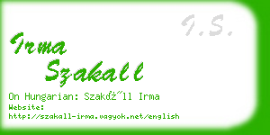 irma szakall business card